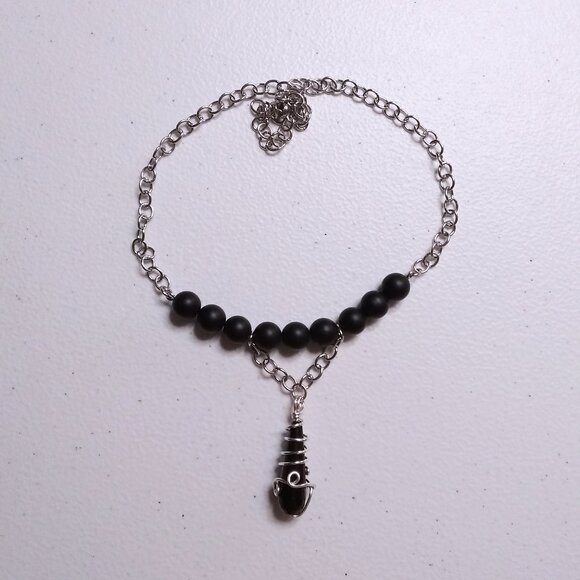 Sexy Seductive Business Casual Goth Grunge Domme | Caged Onyx + Stone Necklace - Picture 4 of 7